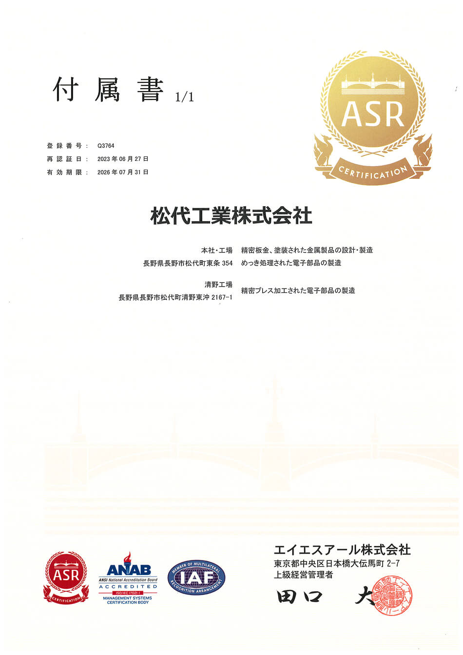 ISO 9001付属書